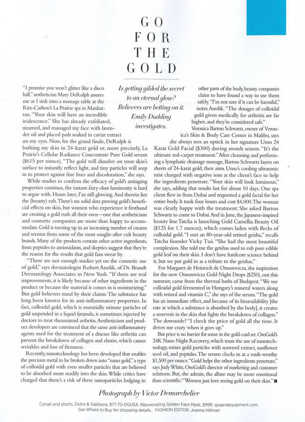 OROGOLD Feature in Harper's Bazaar