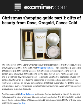 OROGOLD Box makes it to Examiner.com's Christmas Shopping Guide.