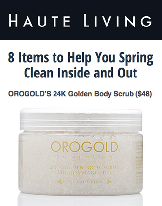 24K Golden Body Scrub featured on Haute Living.