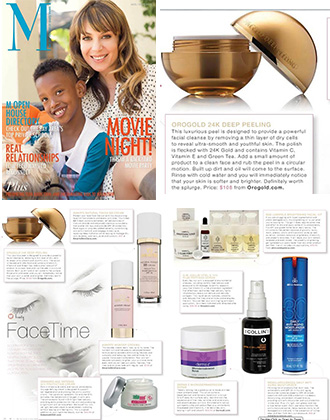 M Magazine features OROGOLD Cosmetics.